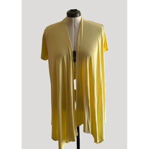 Yellow Shamaim Open-Front Cardigan Short Sleeves Top L